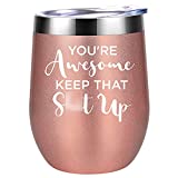 Thank You Gifts for Women, Friends, Coworker - Funny Thoughtful, Valentines, Galentines Day, Birthday, Friendship, Thankful, Appreciation, Congratulations Gifts for Women, Her - Coolife Wine Tumbler