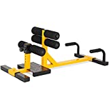 GYMAX Sissy Squat Machine, 3-in-1 Deep Sissy Squat Machine with Strap Circles & Adjustable Height, Perfect for Push-up, Sissy Squat & Abs Training, Workout Equipment for Home, Gym (Yellow)