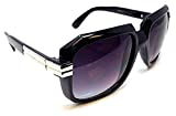 Gazelle Emcee Oversized Square Sunglasses (Black & Silver Frame, Black Gradient)