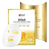 SNP - Gold Ampoule with Collagen Anti-Aging Korean Face Sheet Mask - Plumps & Tightens Using Real 24K Gold for All Skin Types - 10 Sheets - Best Gift Idea for Mom, Girlfriend, Wife, Her, Women