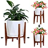 Plant Stand 2021 New Style Modern Design | Adjustable Indoor Plant Stand |Mid Century Wood Flower Pot Holder |Fits 8 to 12 Inch Pots (Plant Stand Only)  (Brown Plant Stand)
