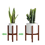 MUDEELA Adjustable Plant Stand (8 to 12 inches), Bamboo Mid Century Modern Plant Stand (15 inches in Height), Indoor Plant Stand, Fit 8 9 10 11 12 inch Pots (Pot & Plant Not Included) (Dark Brown)