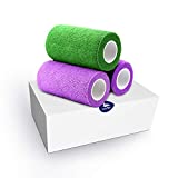 WePet Vet Wrap, Vet Tape Bulk Self-Adherent Gauze Rolls Non-Woven Cohesive Bandage First Aid for Dogs Cats Horses Birds Animals Strong Sports Tape 4 Inch x 3 Rolls