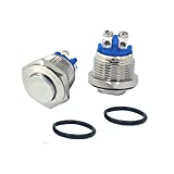 Coolais Momentary Push Button NO Switches SPST 16mm Waterproof Pushbutton Switch Momentary with Screw Terminals 1A 3A 5A 110V 120V 230V 250V AC 36V DC PBSM-08