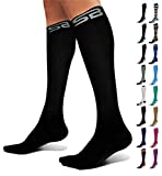 SB SOX Compression Socks (20-30mmHg) for Men & Women  Best Compression Socks for All Day Wear, Better Blood Flow, Swelling! (Large, Solid Black)
