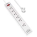 Power Strip with 6 Feet, Yintar Surge Protector with 6 AC Outlets and 3 USB Ports, 6 Ft Extension Cord for for Home, Office, Dorm Essentials, 2100 Joules, ETL Listed, (White/Grey)