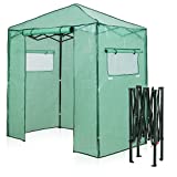 EAGLE PEAK 6'x4' Portable Walk-in Greenhouse Instant Pop-up Fast Setup Indoor Outdoor Plant Gardening Green House Canopy, Front Roll-Up Zipper Entry Doors and Roll-Up Side Windows, Green