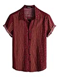 VATPAVE Mens Summer Tropical Shirts Short Sleeve Button Down Aloha Hawaiian Shirts Small WineRed