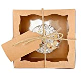 Doris & Birk 30 Pack Premium 6x6x3 Oil Resistant Kraft Bakery Boxes, 50m of Twine and Paper Tags for Cookies, Brownies, Mini Cakes, Donuts, Pastries, Charcuterie Board, Party Favors, Gifts and More