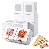 Eupako 4x4x2.5" Bakery Boxes with Window, White Cookie Boxes, Small Cake Boxes, Treat Box, Pastry, Dessert (Pack of 50）