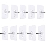 LAJAR 10Pcs Adhesive Wall Mount Screw Hooks , No-Trace Sticker Screw Hanging Nails for Bathroom Kitchen Shower Room (12mm)