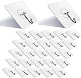 DSMY 27PCS Wall Hooks Self Adhesive Hooks , 180° Rotating Heavy Duty Wall Hooks Transparent Reusable Seamless Hooks 304 Stainless Hook, Oilproof Waterproof Hooks for Kitchen Bathroom Cabinet