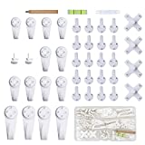 EuTengHao 43Pcs Invisible Nail Screws Wall Hooks No Trace Picture Hangers Traceless Photo Hook Hardwall Drywall Picture Hooks Multi Function Heavy Duty Picture Art Painting Frame Hanger (35Lbs,6Types)