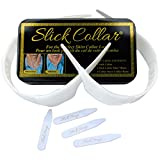 Slick Collar Adjustable Shirt Collar Support Bonus Set with Collar Stays for Men and Women Shirts White