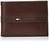 Tommy Hilfiger Men's Leather Wallet - Thin Sleek Casual Bifold with 6 Credit Card Pockets and Removable ID Window, Cognac