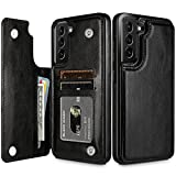 HianDier Compatible with Galaxy S21 FE 5G Wallet Case Slim Protective Credit Card Slot Holder Flip Folio Soft PU Leather Magnetic Closure Cover Compatible with Samsung Galaxy S21 FE (2022), Black