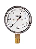Low Capsule Pressure Gauge, 0-10 psi,2-1/2" Dial,1/4" NPT lower mount,Zero Adjustment,Safety Glass Window, Black Steel case