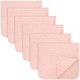 Muslin Burp Cloths 6 Pack Large 100% Cotton Hand Washcloths 6 Layers Extra Absorbent and Soft (Pink, Pack of 6)