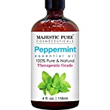 MAJESTIC PURE Peppermint Essential Oil, Therapeutic Grade, Pure and Natural Premium Quality Oil, 4 fl oz