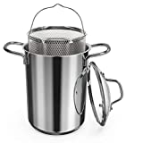 Navaris Asparagus Pot - Stainless Steel Asparagus Vegetable Steamer Spaghetti Pasta Stovetop Cooker with Removable Basket and Lid - BPA Free - 4.1 Qt