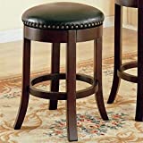 24" Swivel Counter Stools with Upholstered Seat, Walnut and Dark Brown (Set of 2)