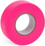 AdirPro 12 Pack Fluorescent Flagging Tape, 150' X 1'' Wide - Multipurpose Neon Marking Tape - Great Visual Labeling & Tagging for Home & Workplace Use (Fluorescent Pink)