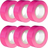6 Pieces Flagging Tape Plastic Ribbon Multipurpose Neon Marking Tape 1 Inch Wide Non-Adhesive Tape for Boundaries and Hazardous Areas, Home and Workplace Use (Dark Pink,1 Inch)