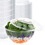 Plastic Salad Bowls (50 Count) 32 Oz. Disposable Salad Bowls with Lids - To-Go Container With Airtight Lids