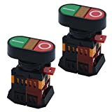 Antrader AC 600V 10A ON/Off Start Stop Momentary Push Button Switch with Indicator Light APBB-22&25N Pack of 2