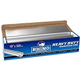 Rhino Aluminum Heavy Duty Aluminum Foil | Rhino 18 x 525 sf Roll, 25 Microns Thick | Commercial Grade & Extra Thick, Strong Enough for Food Service Industry (Pack of 1)