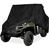 Heavy Duty Waterproof Superior UTV Side By Side Cover Fits Up To 120"L W/Roll Cage Black Color ATV Cover Compatible with Rhino Ranger Mule Gator Prowler Yamaha Prowler + Kapscomoto Keychain