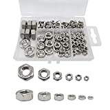 ECKJ 210PCS 304 Stainless Steel Hex Nuts Assortment Kit for Screw Bolt with 6 Sizes DIN 934 (M3 M4 M5 M6 M8 M10) Great Replacement Fasteners for Professionals, Repairmen or DIY, Meet Your Every Needs