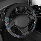 BDK Geometric Prism Sparkle Glitter Steering Wheel Cover - Car Steering Wheel Cover for Women with Shiny Holo Bling Accents, Universal Fit for Car Truck Van SUV Wheel Sizes 14.5 to 15.5 Inches