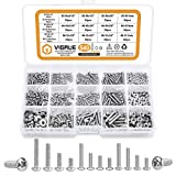 VIGRUE 540PCS #2-56#4-40#6-32 Phillips Pan Head Screws Bolt Nut Flat Washers 304 Stainless Steel Machine Screws Assortment Kit with Wrench and Storage Case (#2-56#4-40#6-32)