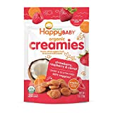 Happy Family Baby Organic Creamies Freeze-Dried Veggie & Fruit Snacks with Coconut Milk Strawberry Raspberry & Carrot (Pack of 8)