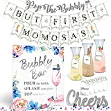 Donut Mimosa Mom osa Bar Set - Doughnut Bridal Brunch Party Decor Kit, Champagne What’s The Scoop Gender Reveal Decorations, Silver Pink Blue Baby Shower Supplies, Banners (Sprinkle Donuts Ice Cream)