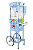 Nostalgia 54-Inch Tall Snow Cone Cart, Makes 72 ICY Treats, Includes Metal Scoop, 2 Syrup Bottles, 100 Paper Cups/Spoons, Storage Compartment, Wheels for Easy Mobility – Blue
