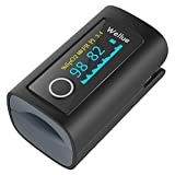 Wellue Fingertip Pulse Oximeter 60F, Blood Oxygen Saturation Monitor with Alarm, Batteries, Carry Bag & Lanyard for Wellness Use
