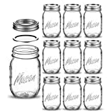 Paksh Novelty Mason Jars 16 oz - 10-Pack Regular Mouth Glass Jars with Lid & Seal Bands - Airtight Container for Pickling, Canning, Candles, Home Decor, Overnight Oats, Fruit Preserves, Jam or Jelly