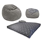 CordaRoy's Corduroy Bean Bag Chair, Convertible Chair Folds from Bean Bag to Bed, As Seen on Shark Tank, Grey - Full Size