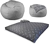CordaRoy's Faux Fur Bean Bag Chair, Convertible Chair Folds from Bean Bag to Bed, As Seen on Shark Tank, Grey - Full Size