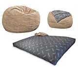 CordaRoy's Corduroy Bean Bag Chair, Convertible Chair Folds from Bean Bag to Bed, As Seen on Shark Tank, Khaki - Full Size