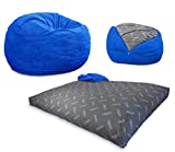 CordaRoy's Corduroy Bean Bag Chair, Convertible Chair Folds from Bean Bag to Bed, As Seen on Shark Tank, Royal Blue - Full Size
