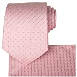 KissTies Pink Tie Purple Dots Wedding Necktie + Pocket Square