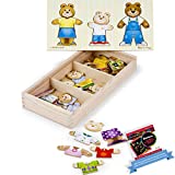 Melissa & Doug Wooden Bear Family Dress-Up Puzzle & 1 Scratch Art Mini-Pad Bundle (03770)