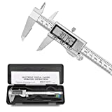 CCLKHY Digital Caliper Measuring Tool, Stainless Steel Vernier Caliper 6 Inch/150mm Electronic Digital Calipers, Inch/MM Conversion Calipers Measuring Tools with Large LCD Screen and Spare Battery