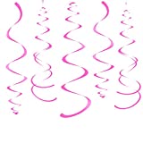 WEVEN Hot Pink Party Hanging Swirl Decorations Plastic Streamer for Ceiling, Pack of 28