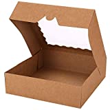 Tcoivs 30-Pack Pie Boxes 10" x 10" x 2.5", Bakery Boxes with Window, Auto-Popup Cookie Boxes for Muffins, Donuts and Pastries (Brown)