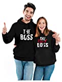 The Boss & The Real Boss Valentine's Day Outfit Matching Hoodies for Couples Men Black Large/Women Black Large