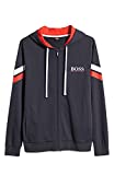 Hugo Boss Men's Navy Blue Red Essential H Jacket Hoodie Black Sweatshirt Striped Sleeve (M)